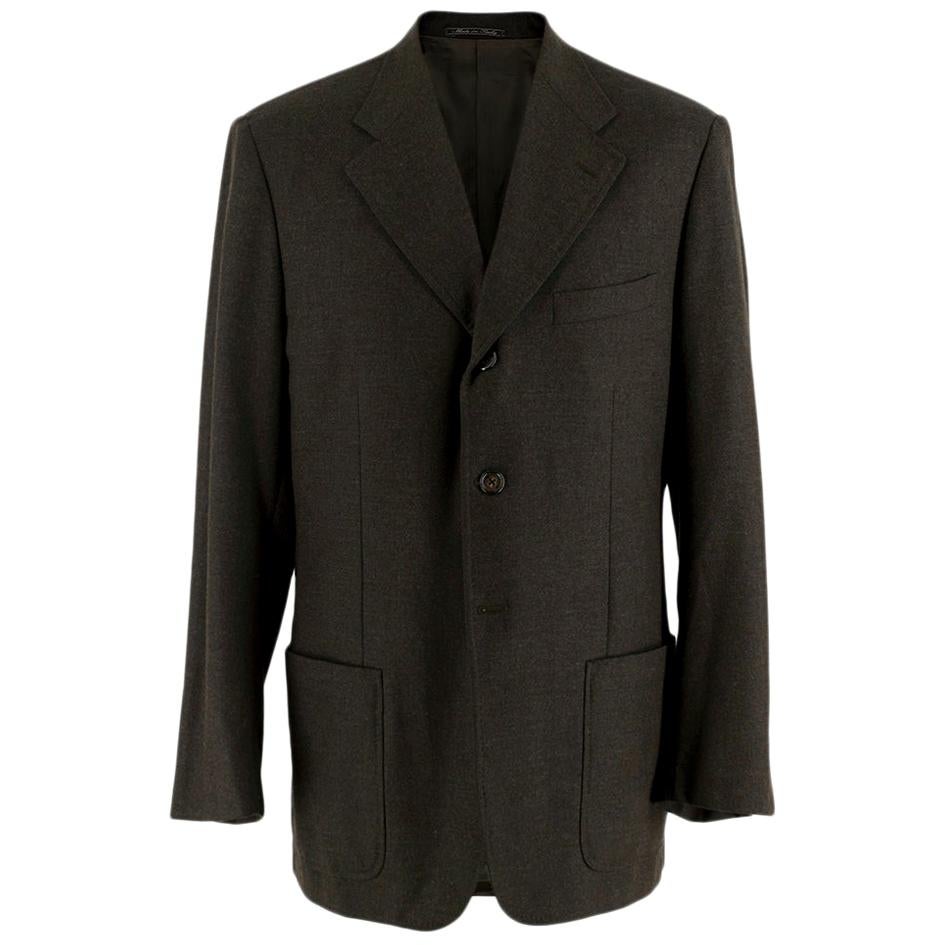 Corneliani Brown/Grey Wool & Cashmere Single Breasted Blazer - Size L EU50 For Sale