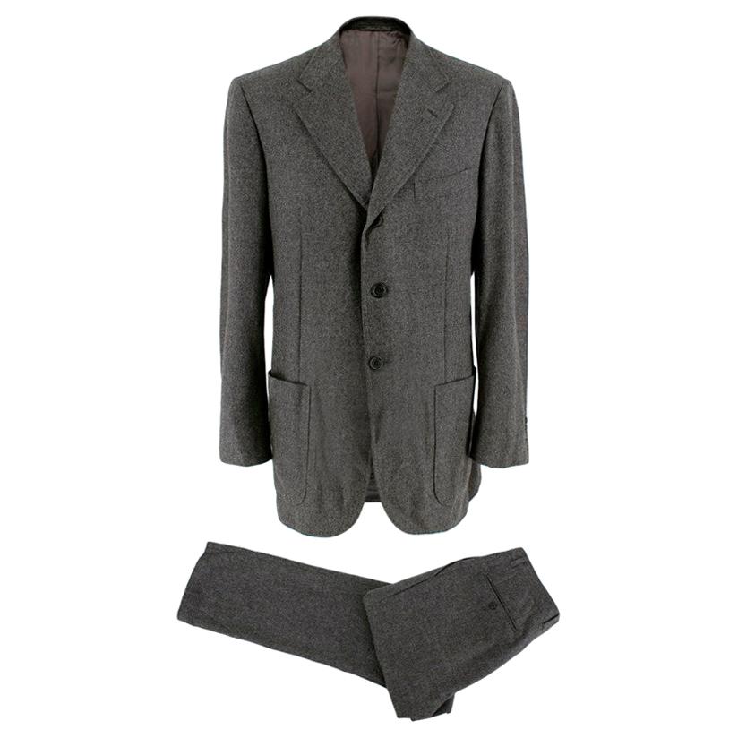 Corneliani Men's Grey Virgin Wool Single Breasted Suit - Size Large 50 8 R For Sale