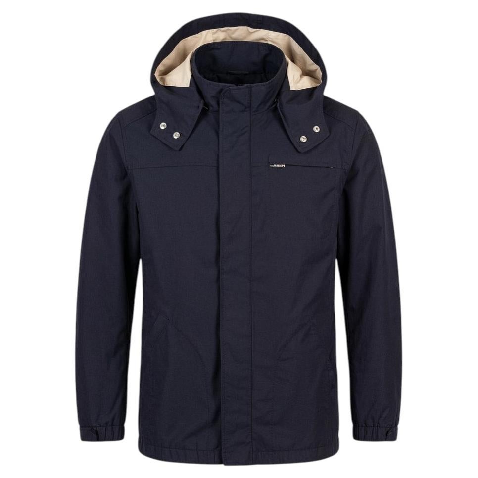 Pre-owned Corneliani Men's Hooded Jacket It52 Blue Wool Blend, Large