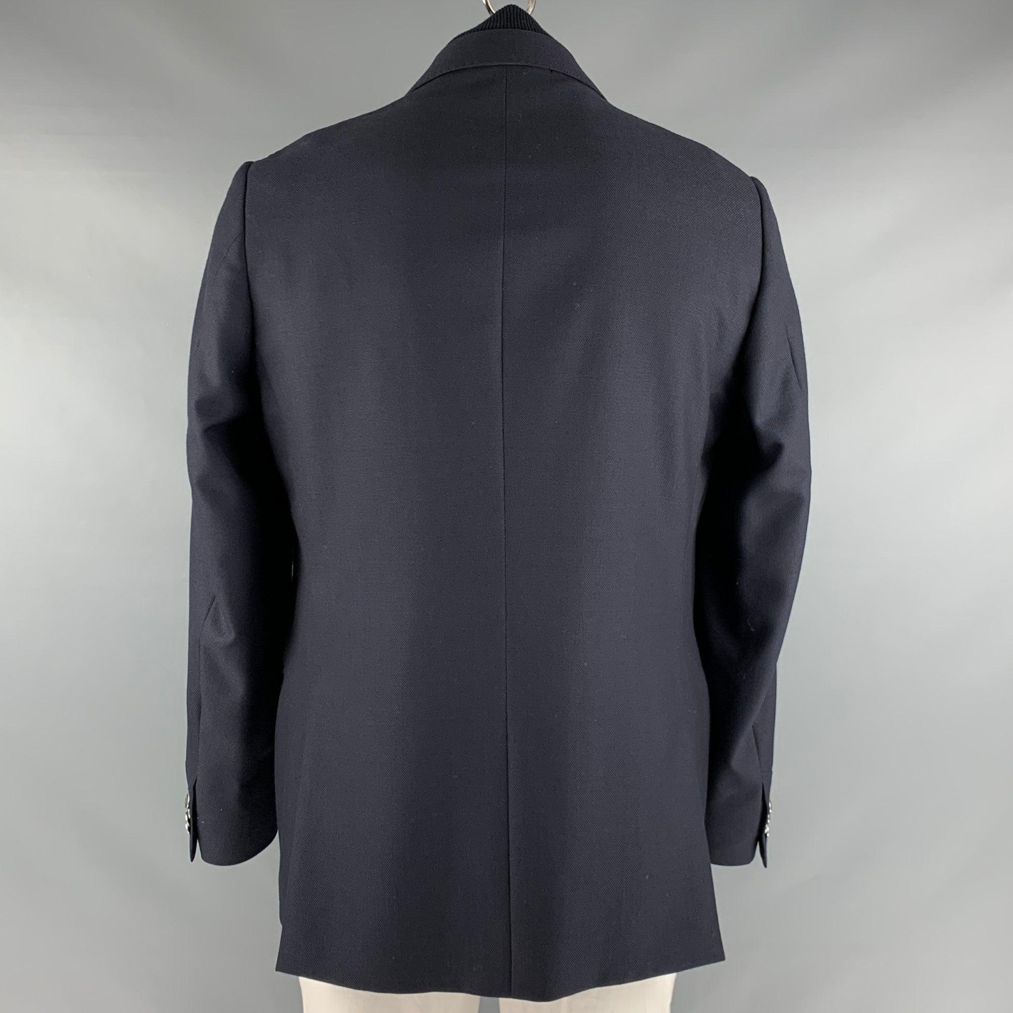 CORNELIANI Größe 42 Marineblaue einreihige Jacke aus Schurwolle im Zustand „Gut“ im Angebot in San Francisco, CA