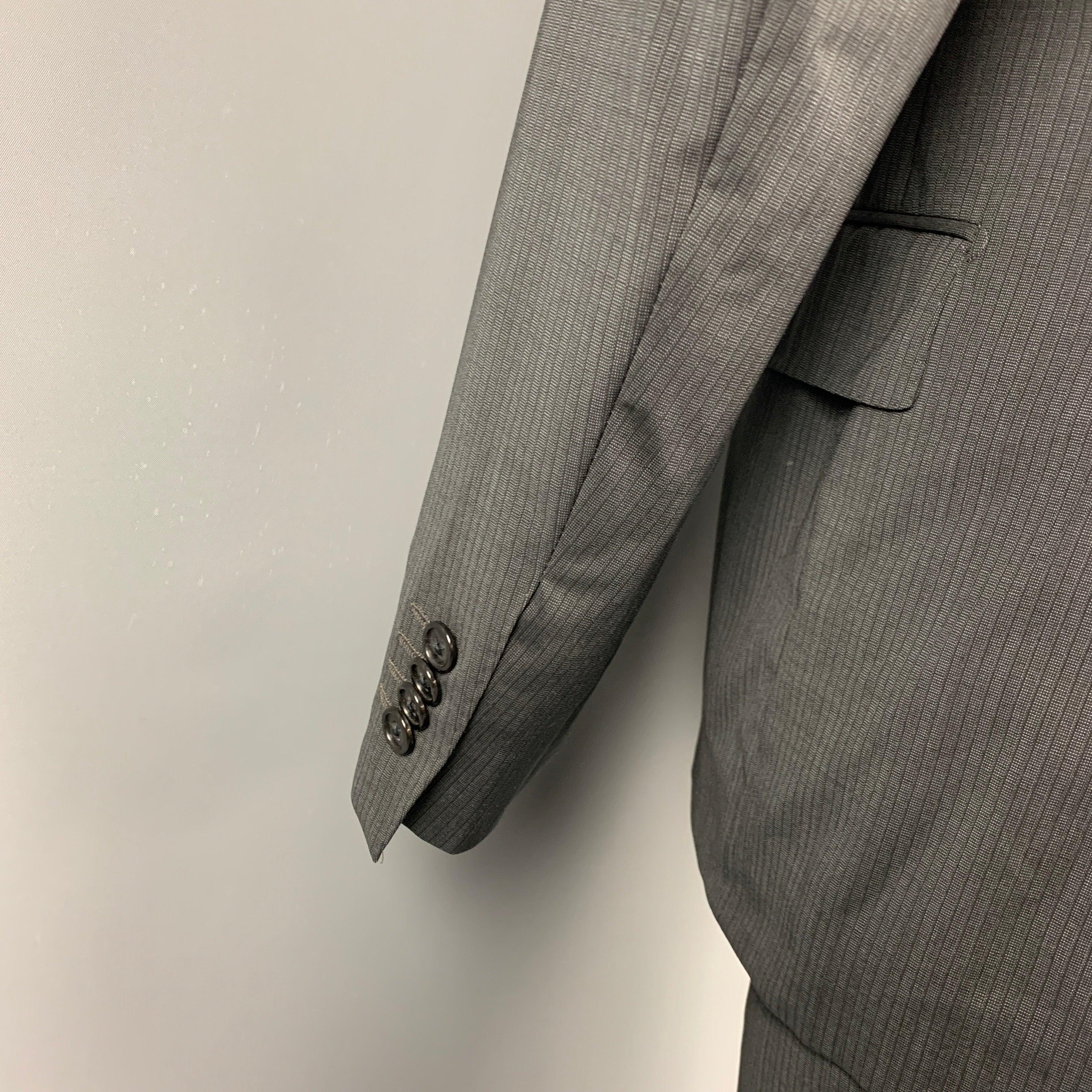 Men's CORNELIANI Super 120's Size 38 Regular Charcoal Stripe Wool Notch Lapel Suit For Sale