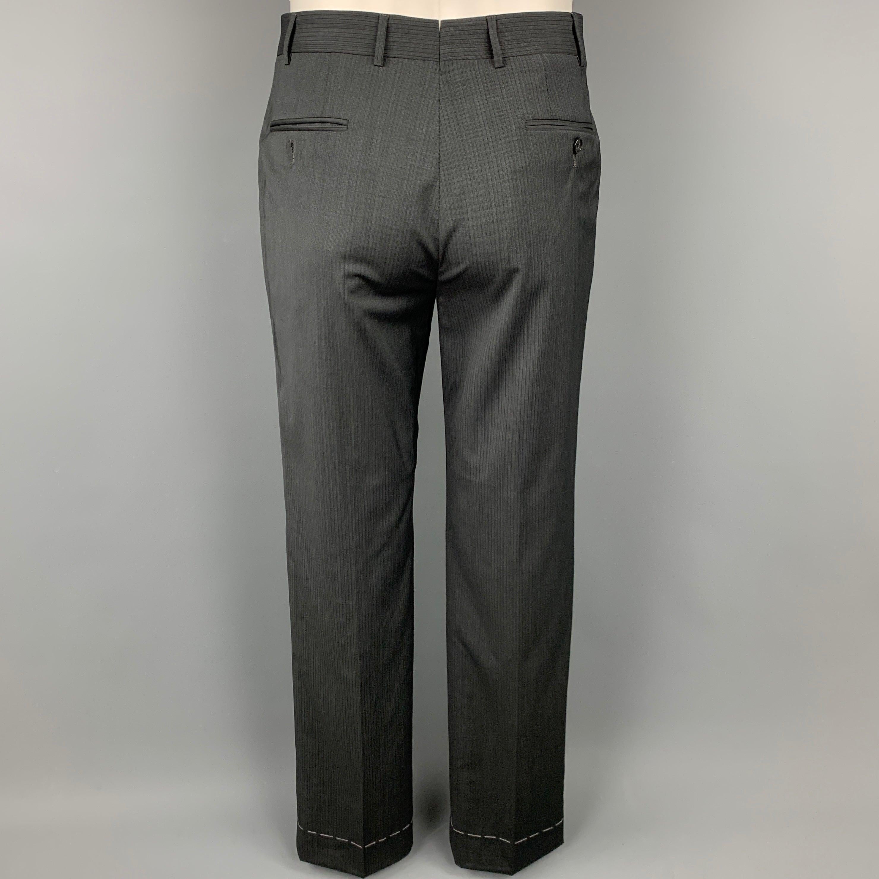 CORNELIANI Super 120's Size 38 Regular Charcoal Stripe Wool Notch Lapel Suit For Sale 2