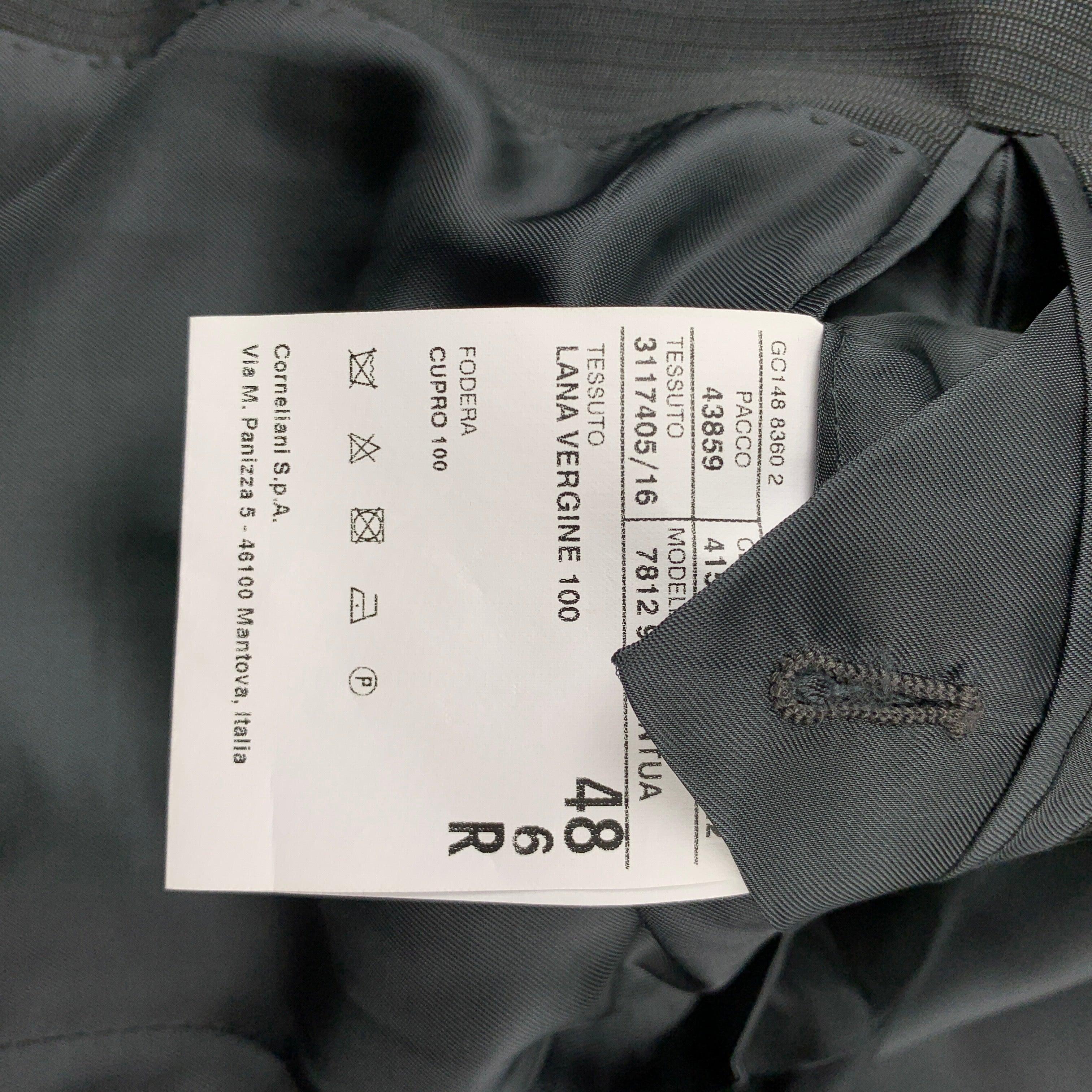 CORNELIANI Super 120's Size 38 Regular Charcoal Stripe Wool Notch Lapel Suit For Sale 5