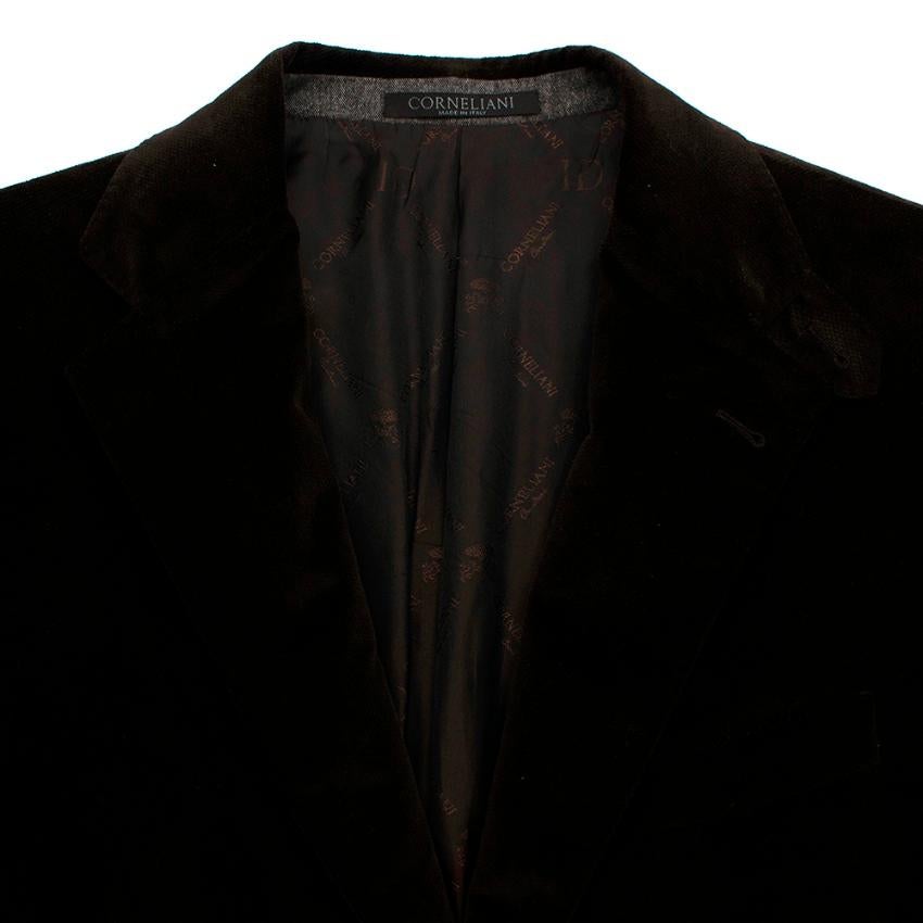 Men's Corneliani Velvet Dark Brown Single Breasted Blazer - US size 40