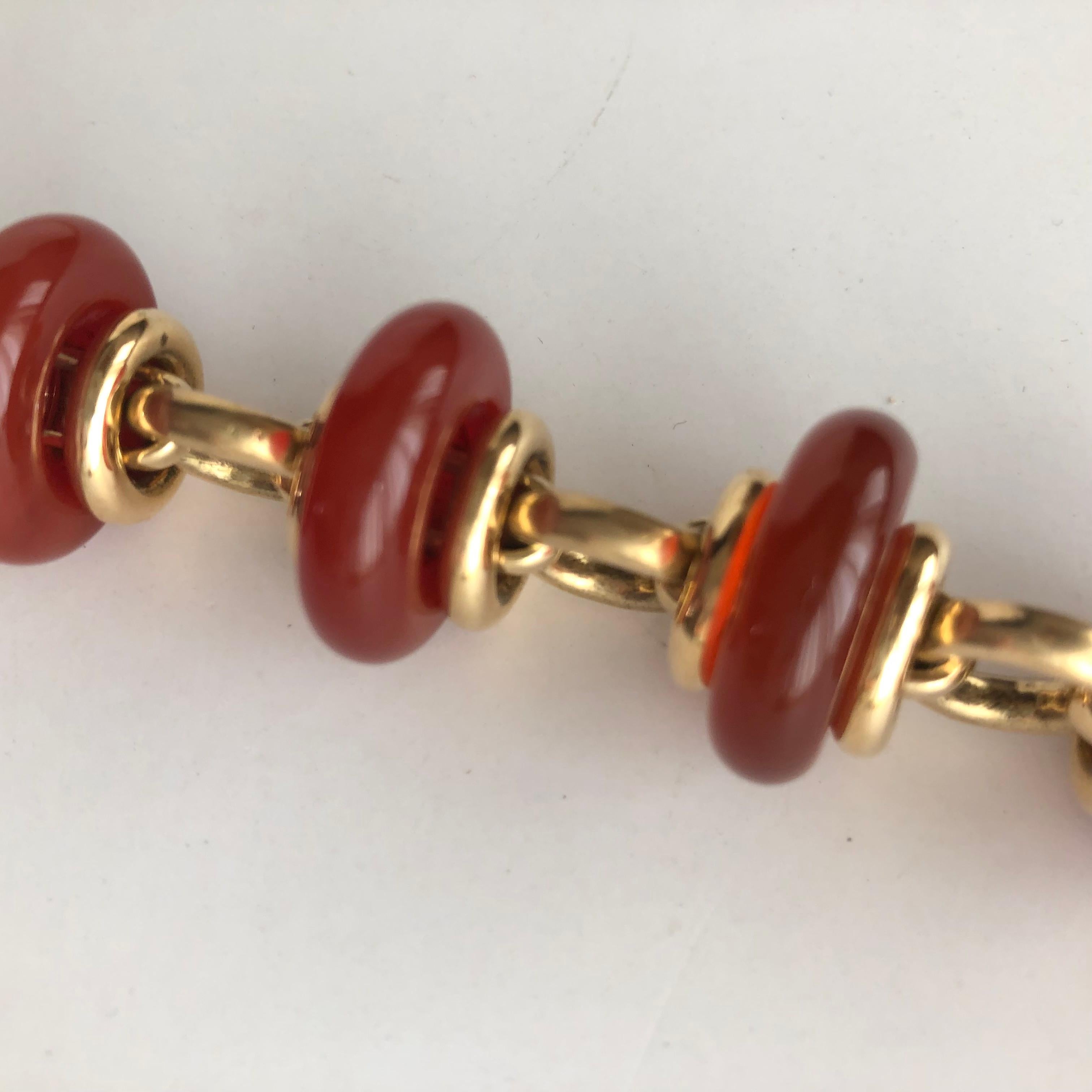 Cornelians and 18 Karat Gold Chain Bracelet 5