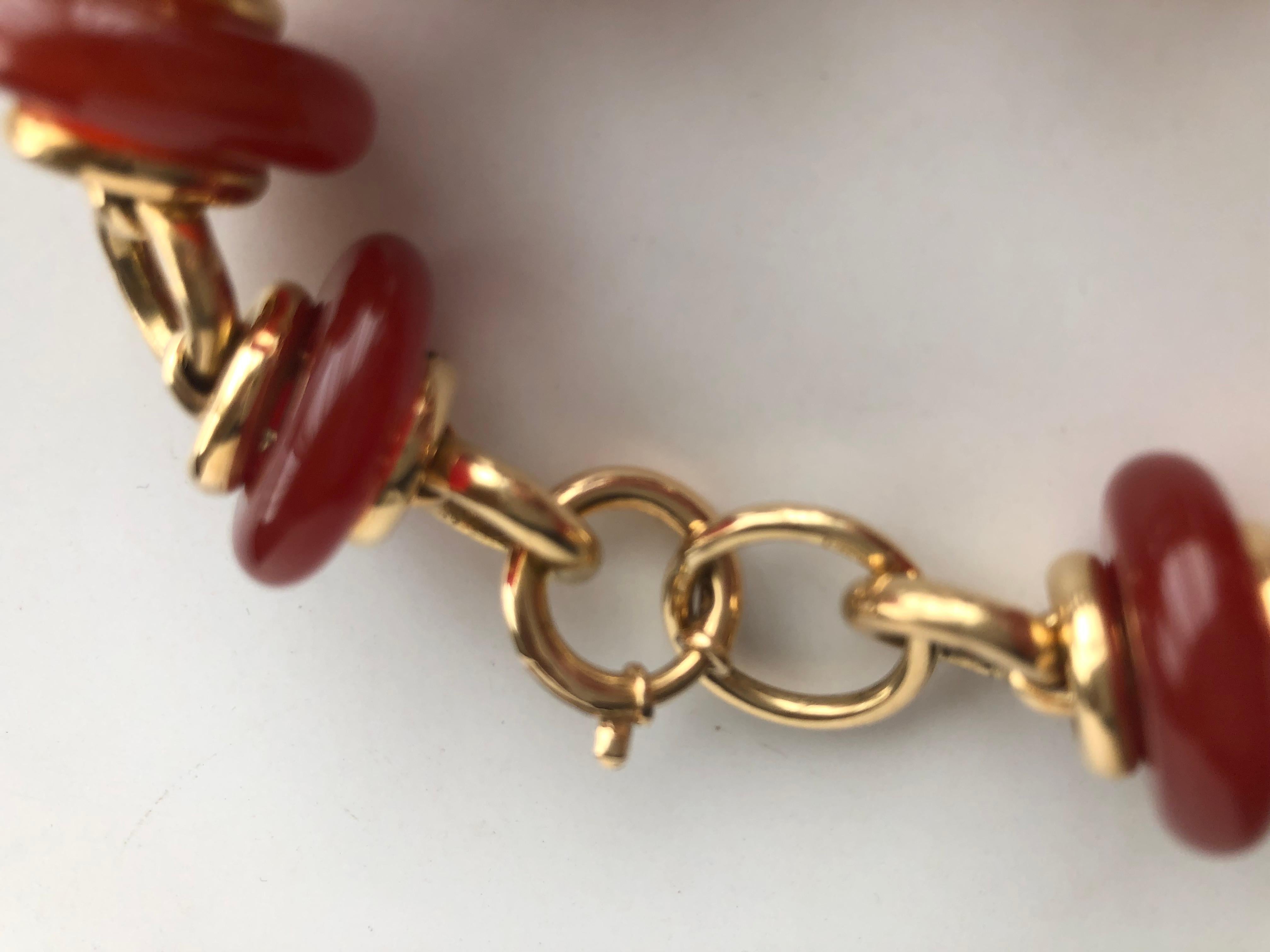 Cornelians and 18 Karat Gold Chain Bracelet 2