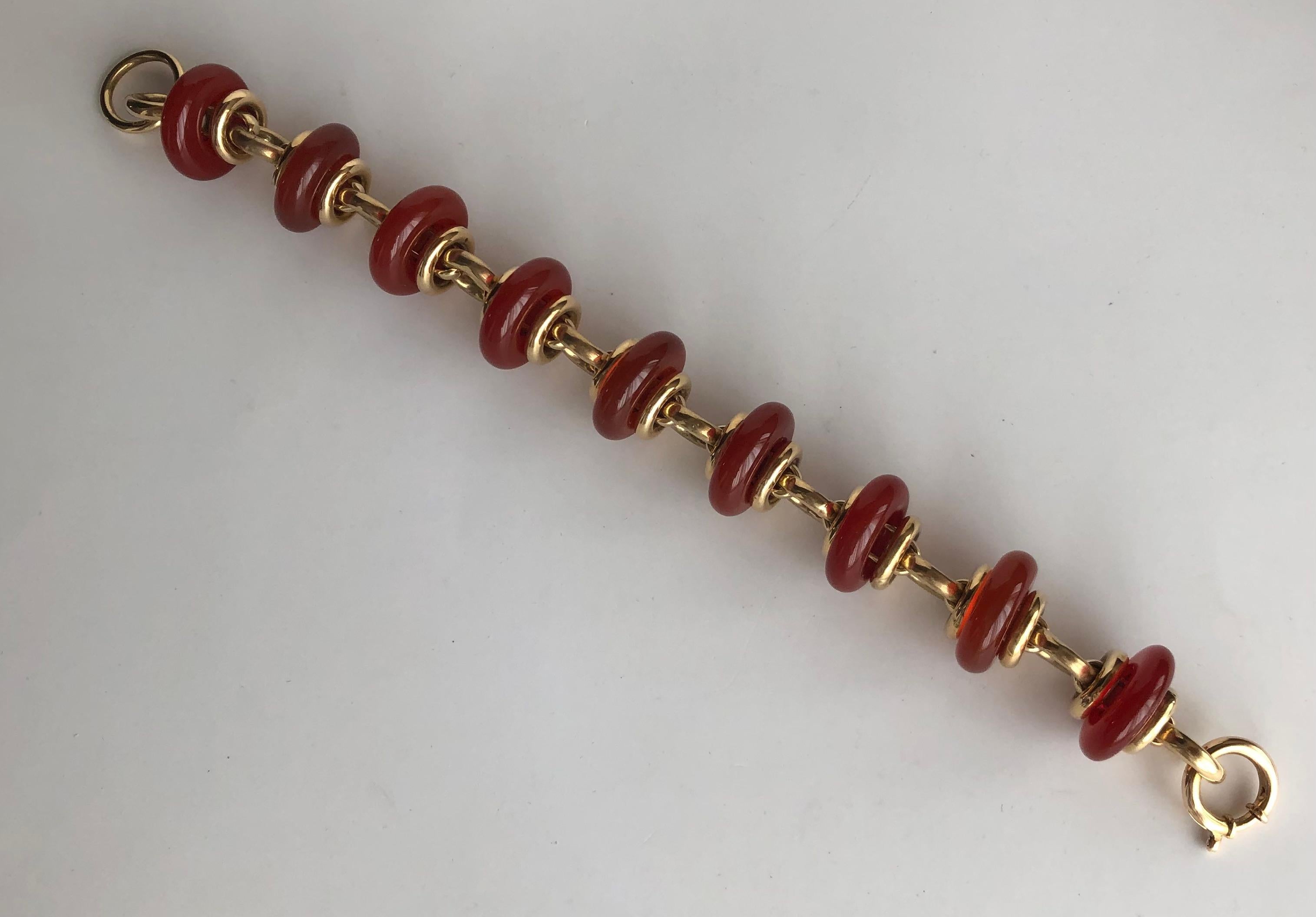 Cornelians and 18 Karat Gold Chain Bracelet 3