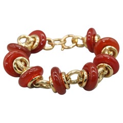 Cornelians and 18 Karat Gold Chain Bracelet