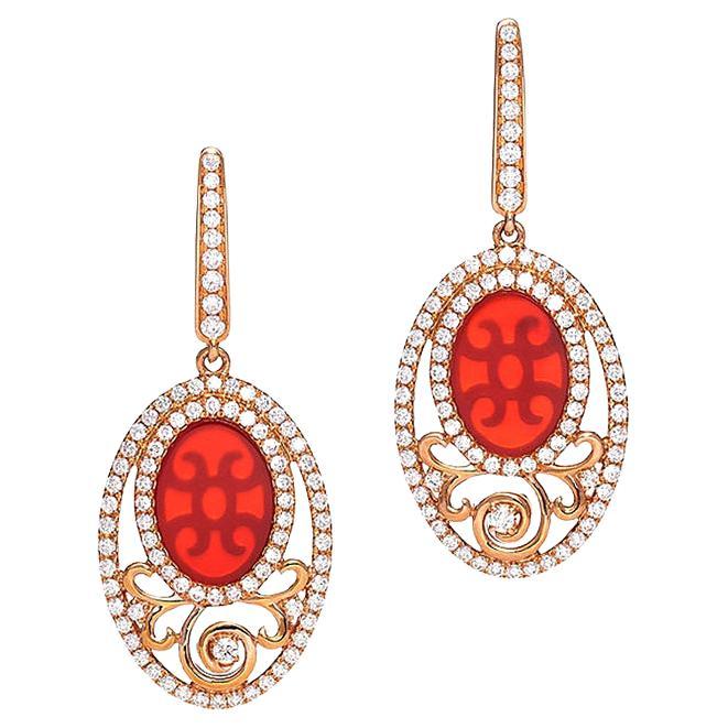 Cornelians Pendant Earrings For Sale