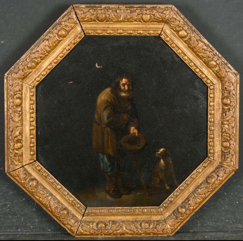 Étude d'un mendiant et de son chien - Painting de Cornelis Bega