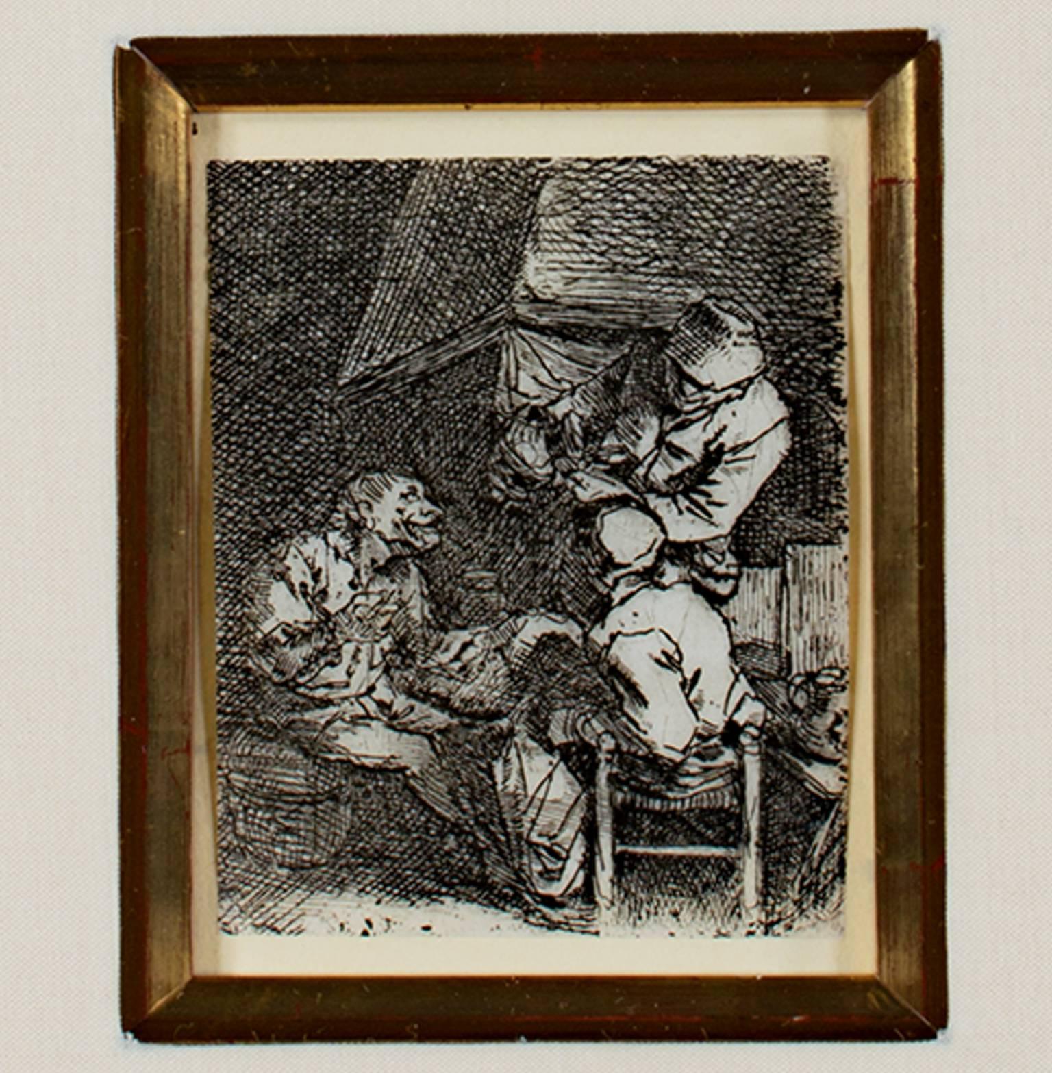 « The Conversation », gravure originale de Cornelis-Pietersz Bega - Maîtres anciens Print par Cornelis Bega