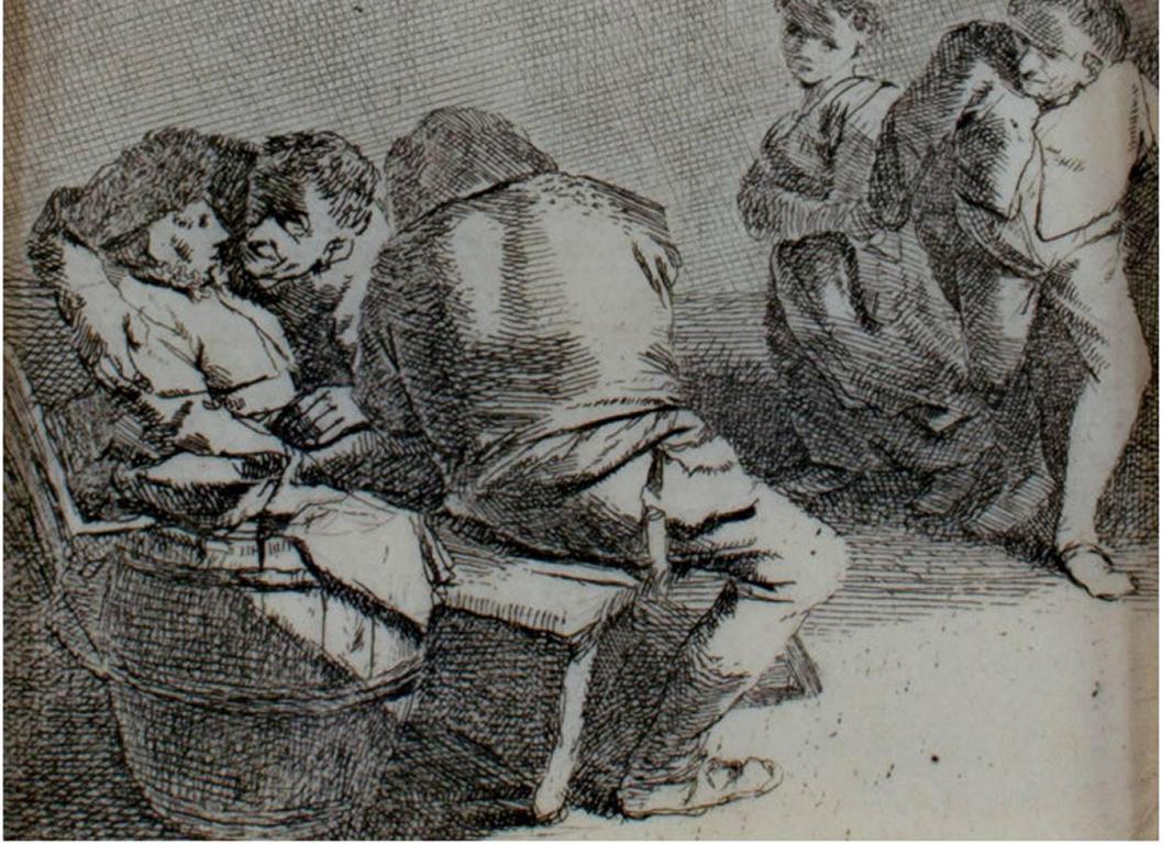« La rencontre », gravure originale de Cornelis-Pietersz Bega - Print de Cornelis Bega