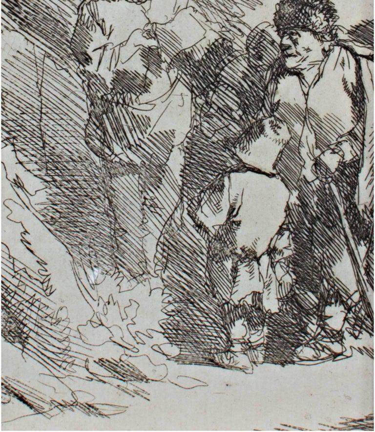 « The Singer », gravure originale en noir et blanc de figures de Cornelis-Pietersz Bega - Print de Cornelis Bega