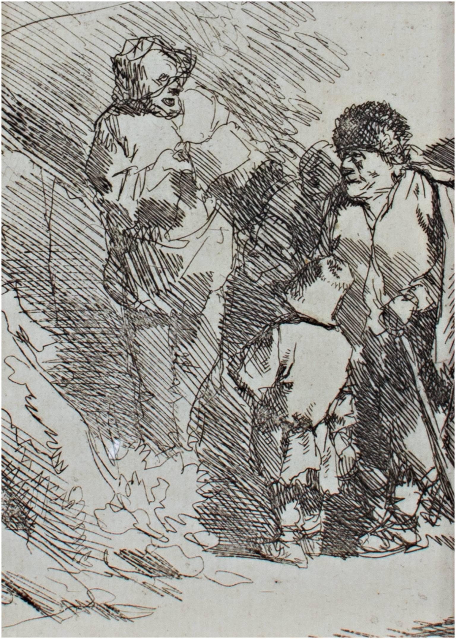 Figurative Print Cornelis Bega - « The Singer », gravure originale en noir et blanc de figures de Cornelis-Pietersz Bega