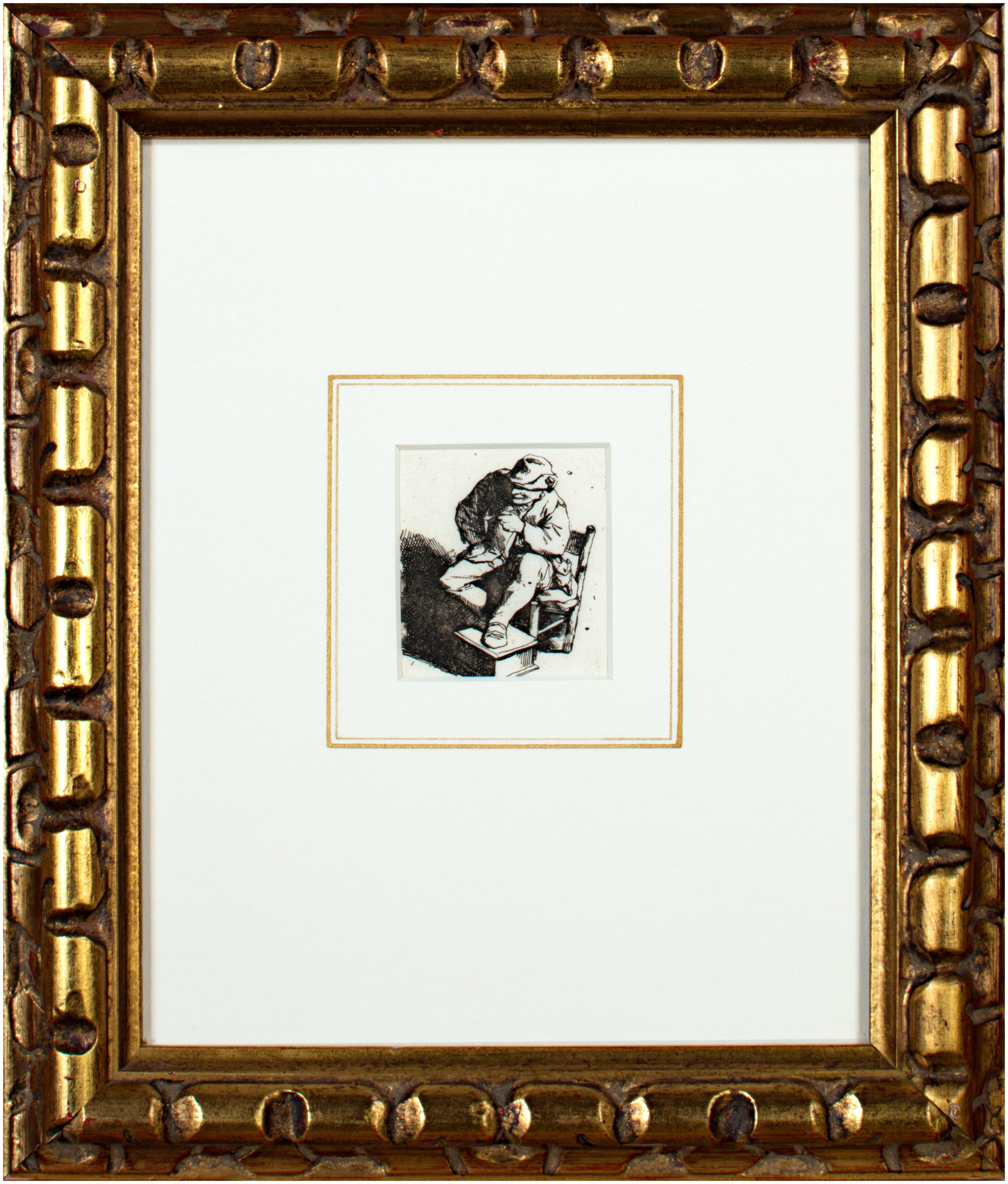 Figurative Print de Cornelis Bega - El fumador (Le Fumeur)", grabado original de Cornelis-Pietersz Bega