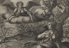 Hagar and Ishmael - 1563 Old Master Engraving Religious