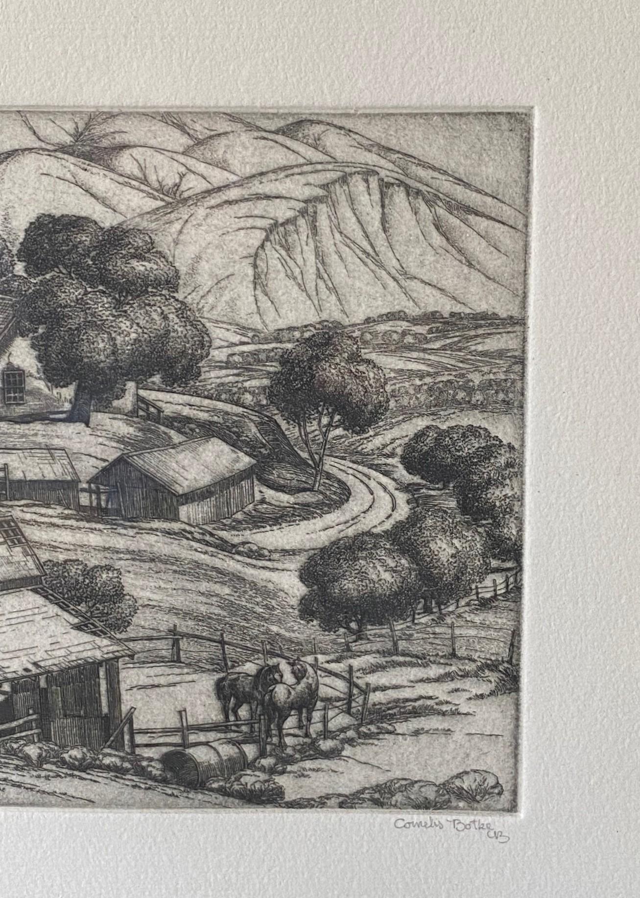 Américain Cornelis Botke, édition limitée Californie Artistics Gravure Foothill Ranch en vente