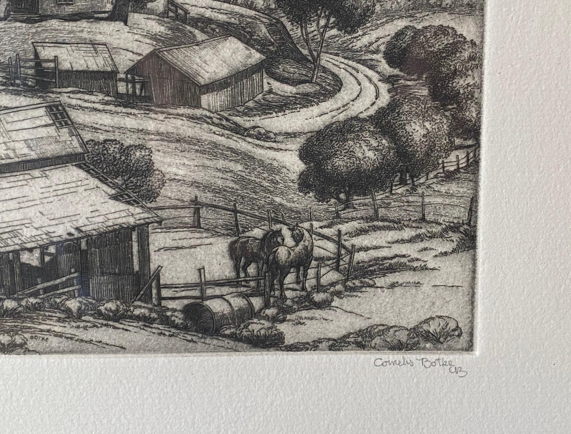 20ième siècle Cornelis Botke, édition limitée Californie Artistics Gravure Foothill Ranch en vente