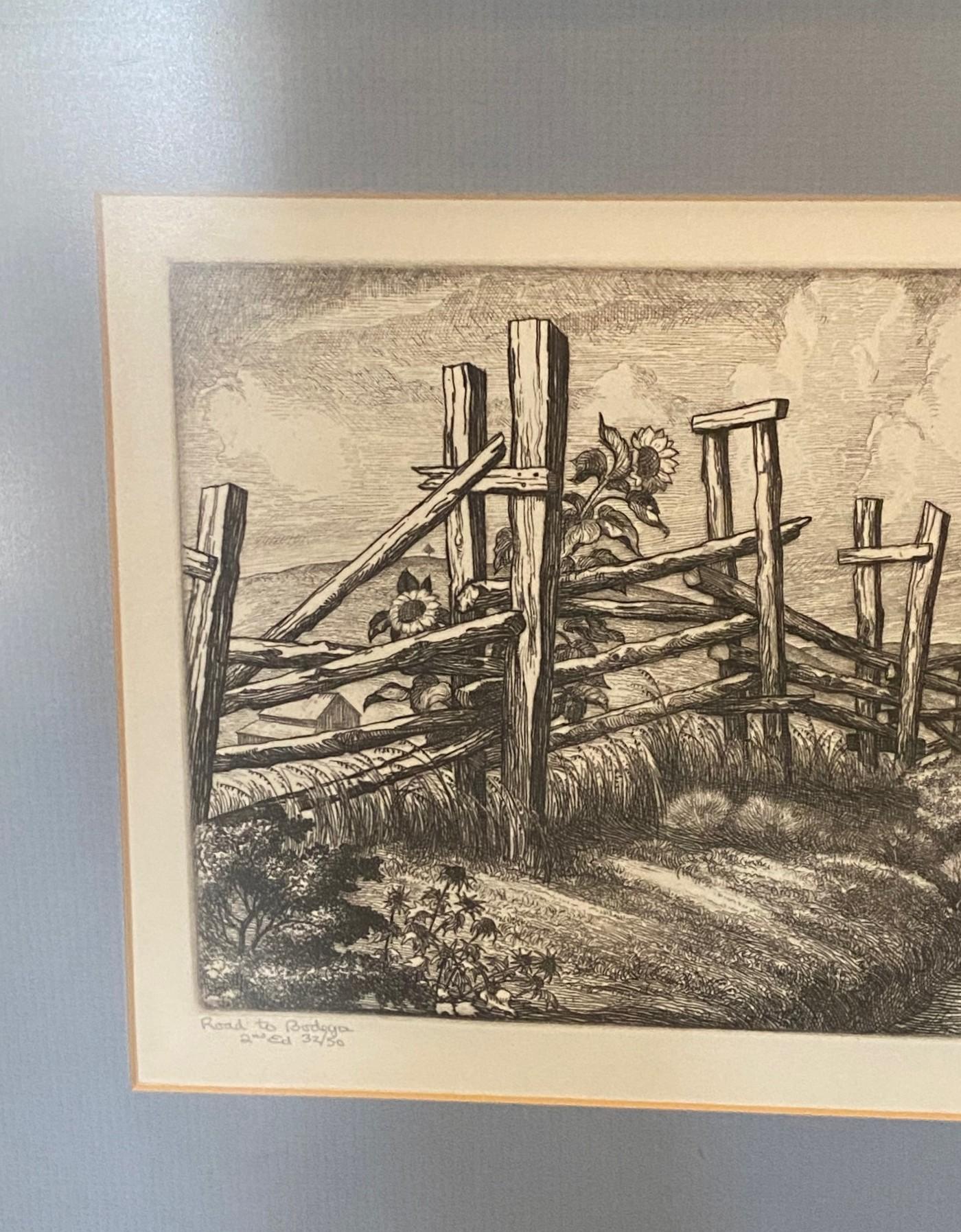 Buriné Cornelis Botke, édition limitée L'artiste californien à graver et à Bodega en vente