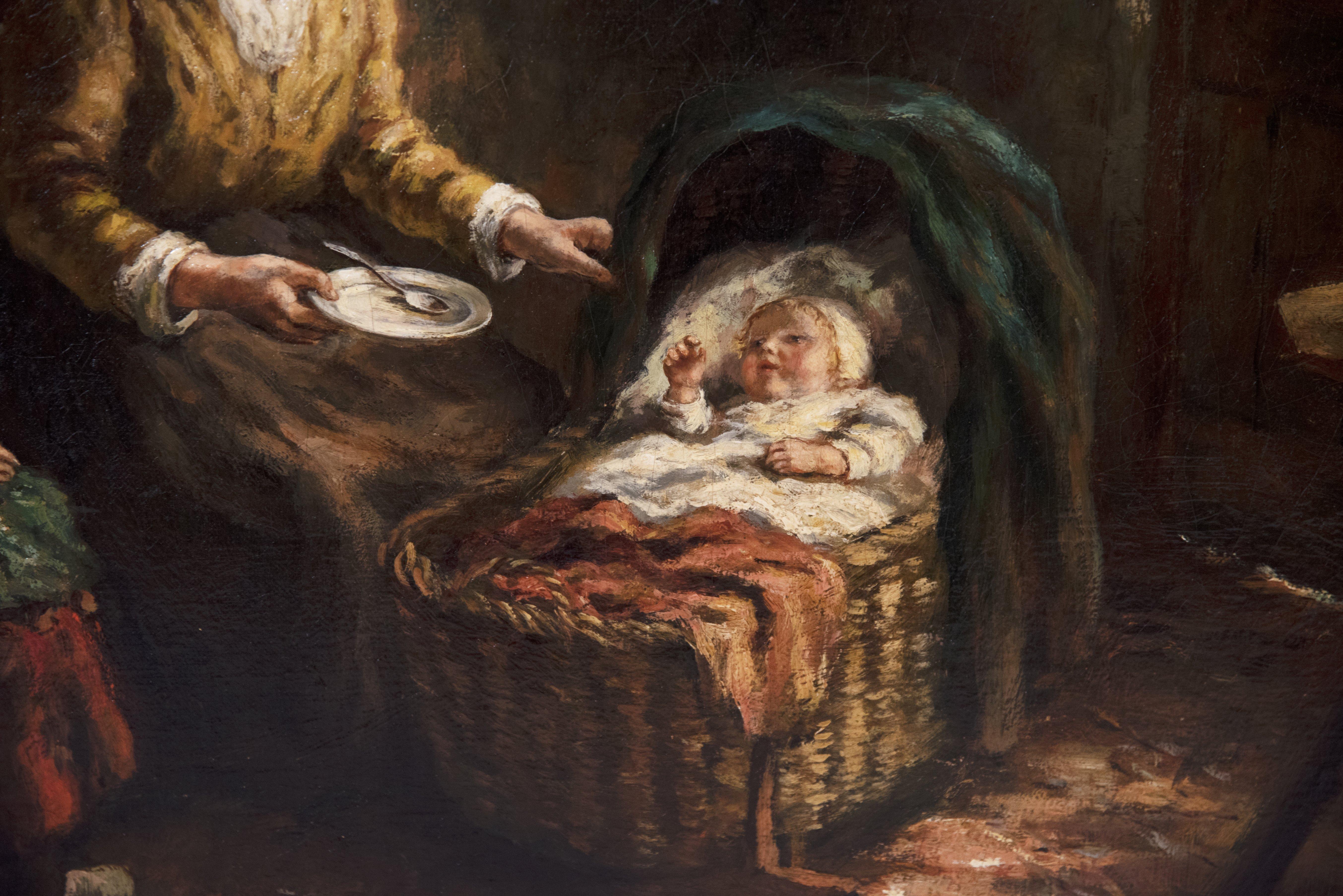 Morning Light - Brown Figurative Painting by Cornelius Bouter