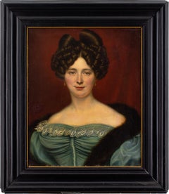 Antique Cornelis Cels, Portrait Of Henriette Cornelia Biben, Oil Painting