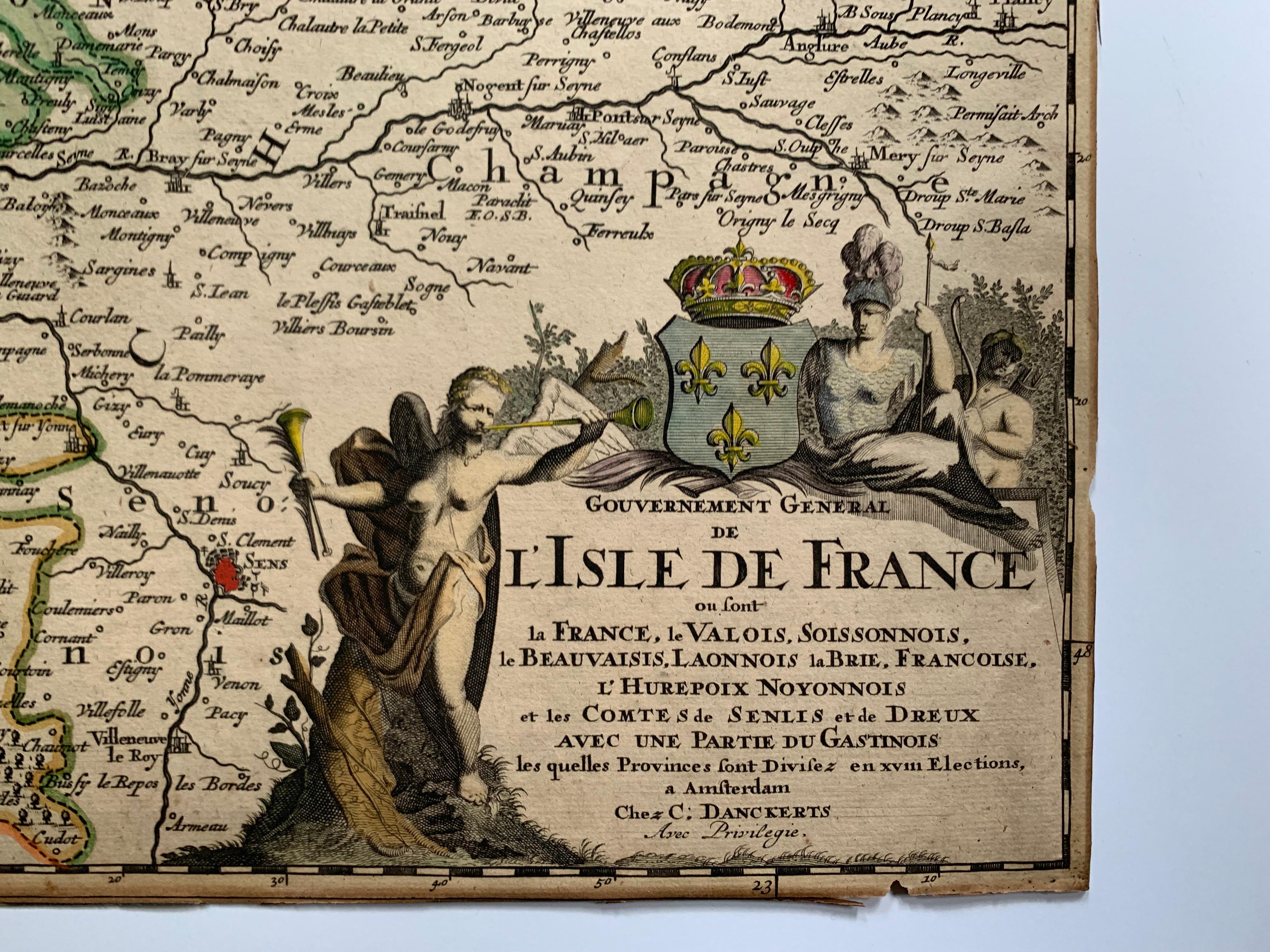 L'Isle de France map - Print by Cornelis Danckerts II