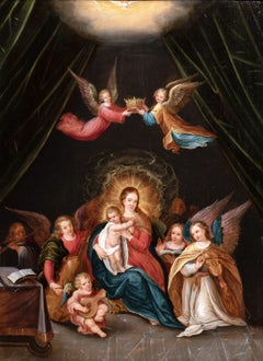17th c. Flemish, Virgin and Child with angel musicians by Cornelis de Baellieur