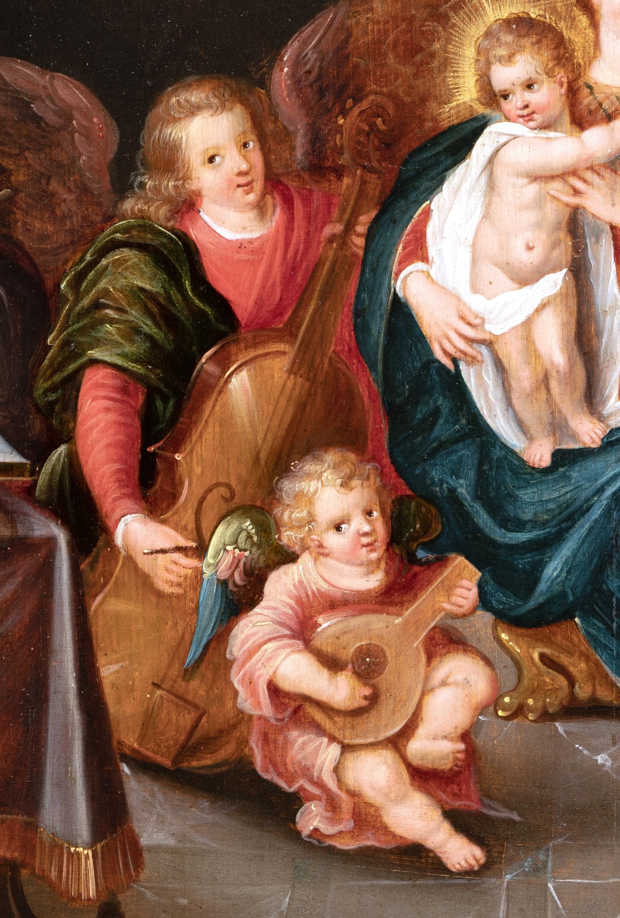 17th c. Flemish, Virgin and Child with angel musicians by Cornelis de Baellieur 1