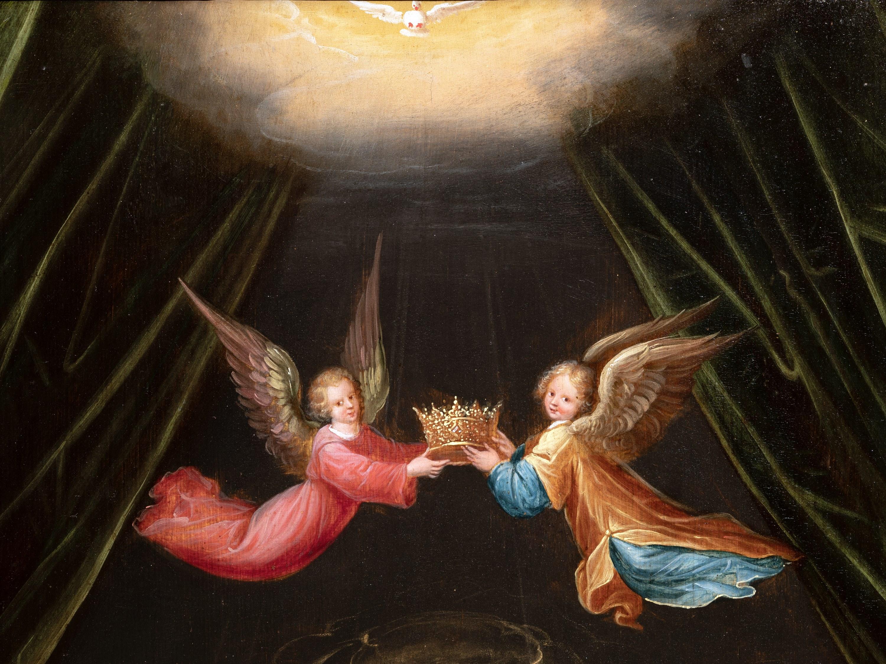 17th c. Flemish, Virgin and Child with angel musicians by Cornelis de Baellieur 6