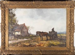 Cornelis de Bruin (1870-1940) - Dutch Early 20th Century Oil, Horse and Cart