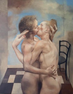 De Kus - Il bacio - Dipinto a olio su tela - Persone - Nudo - Bacio - Disponibile
