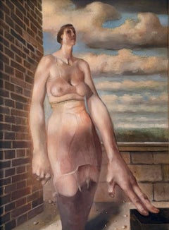 Zonder Titel Without Title Nude Woman Oil Painting on Canvas Underwear In Stock