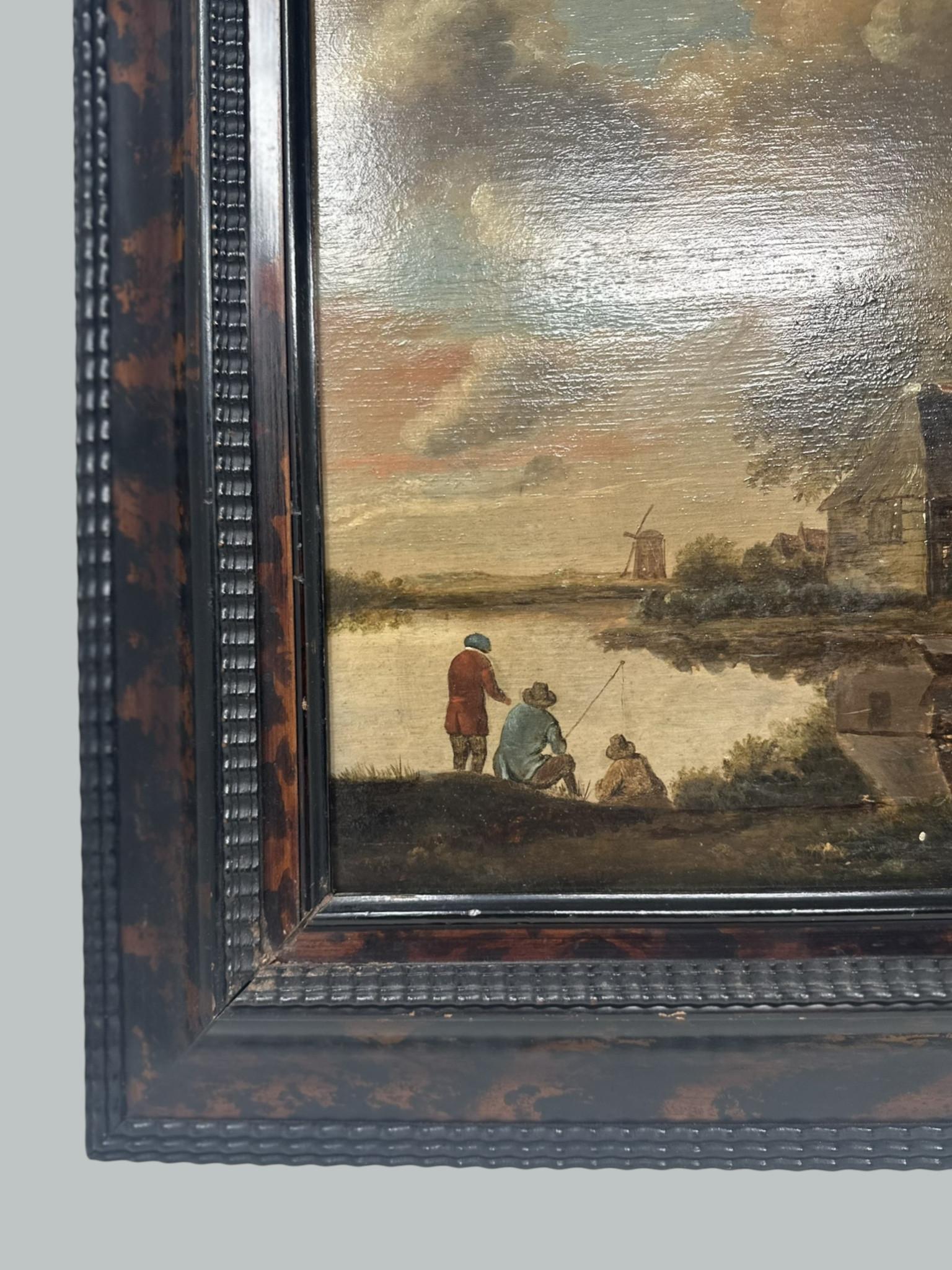 Cornelis Gerritsz Decker 1618- 1678 Pintura holandesa antigua Pueblo de pescadores Pintado en venta