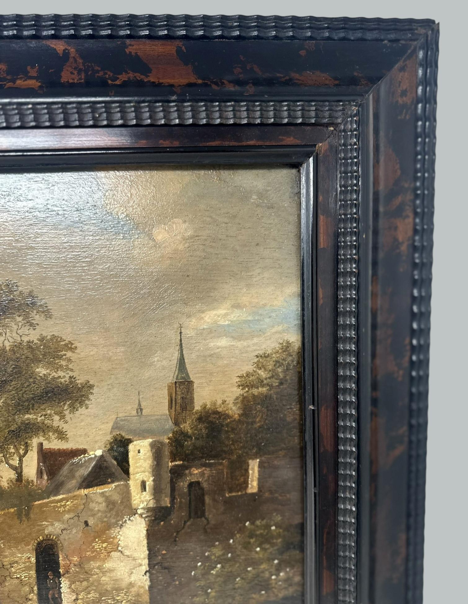 Cornelis Gerritsz Decker 1618- 1678 Pintura holandesa antigua Pueblo de pescadores en Bueno estado para la venta en Dublin, Ireland