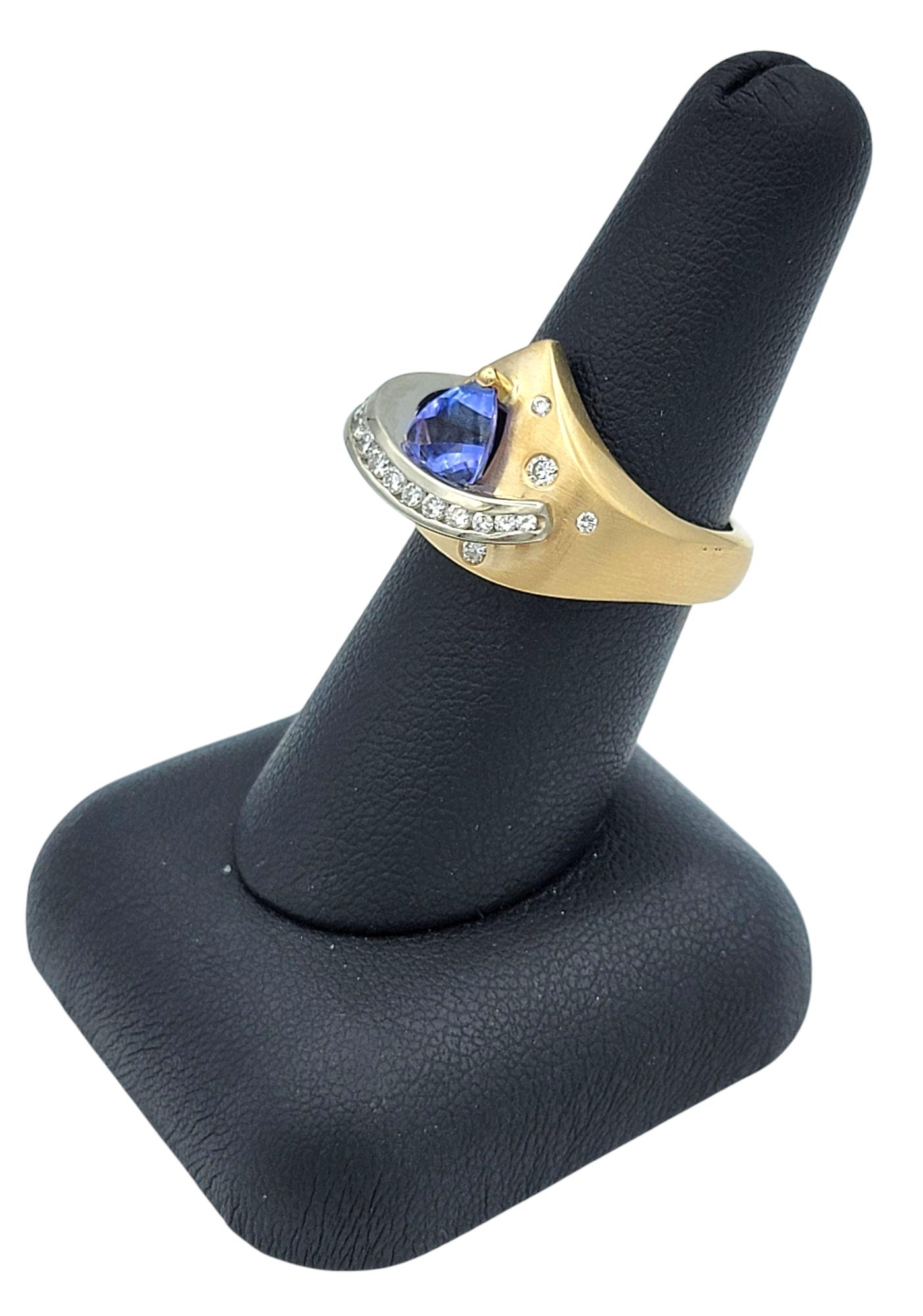 Cornelis Hollander Tanzanite & Diamond Contemporary Two-Tone 14 Karat Gold Ring For Sale 6