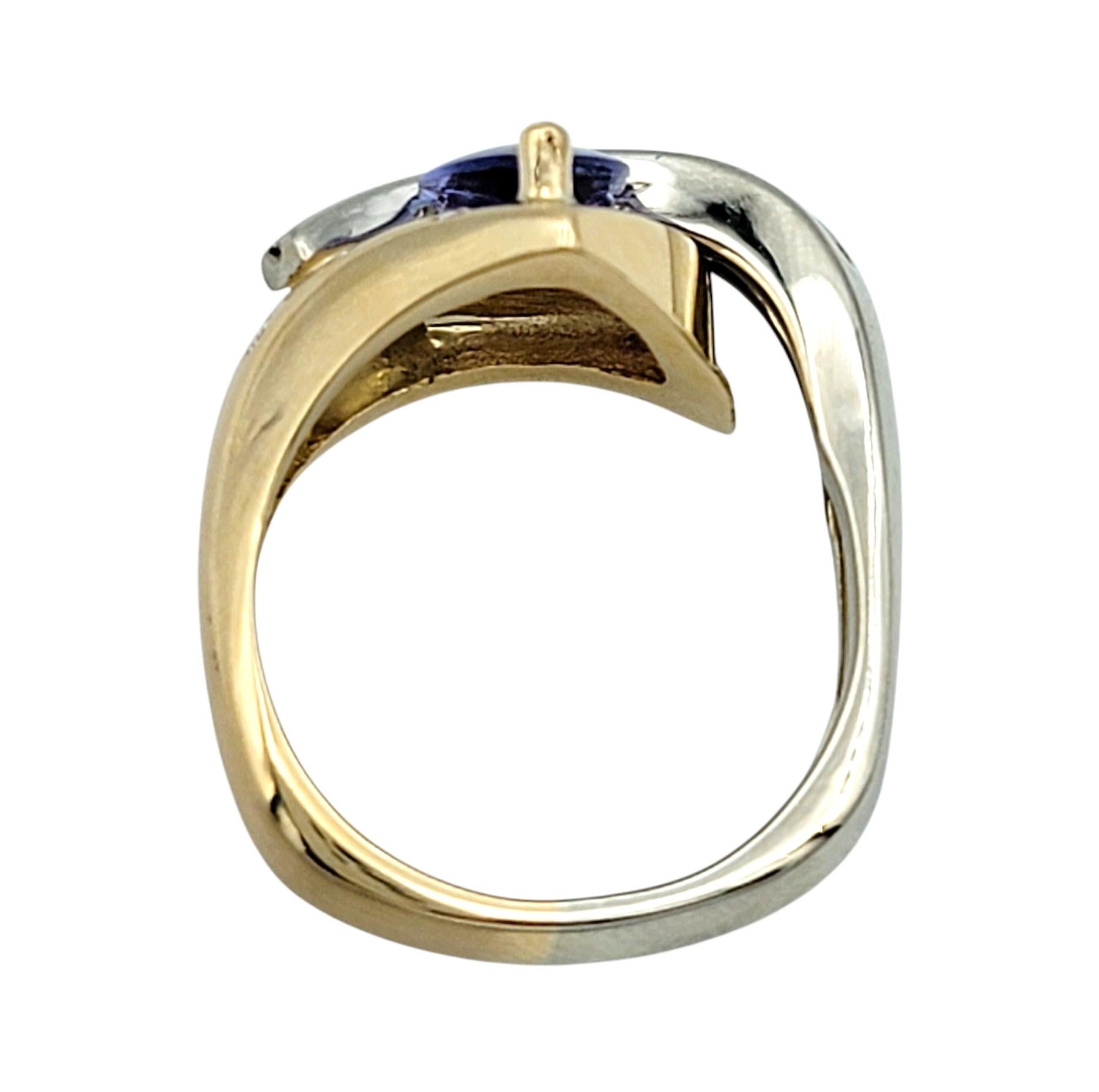 Cornelis Hollander Tanzanite & Diamond Contemporary Two-Tone 14 Karat Gold Ring For Sale 1