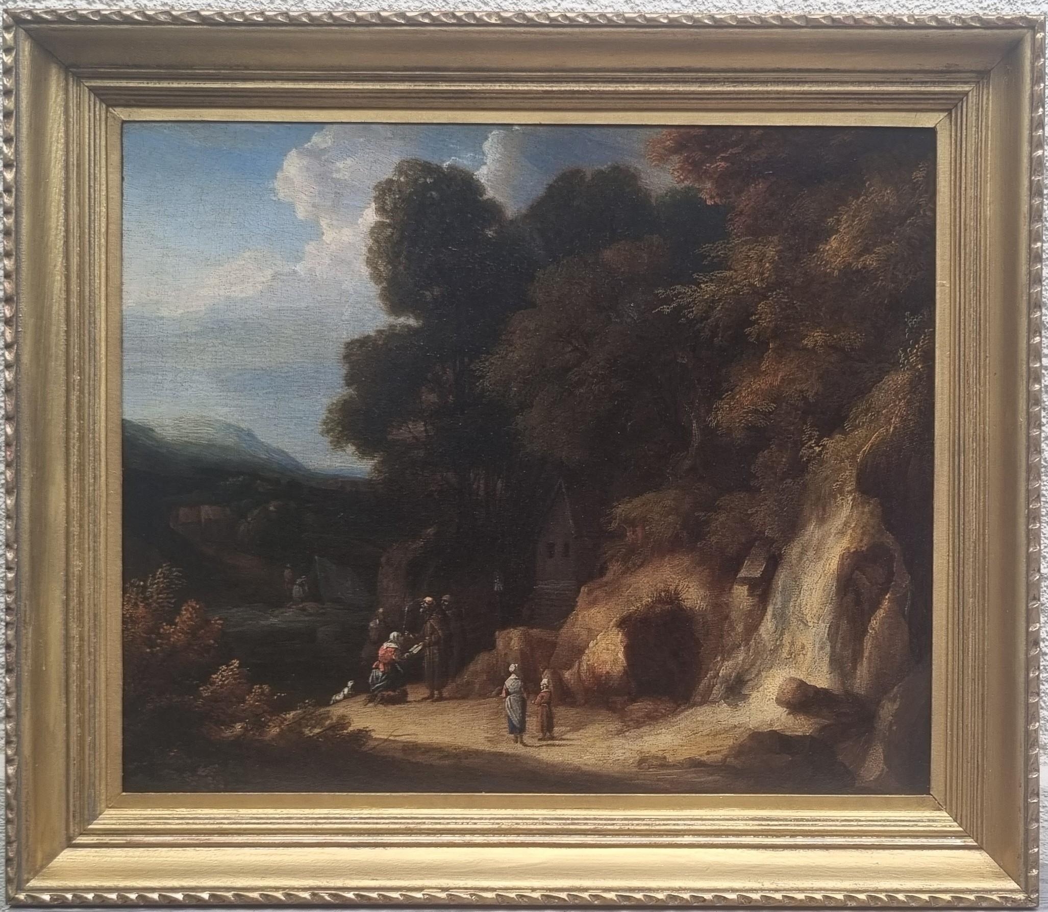 HUYSMANS Flämische Landschaftsmalerei 17. 18. Barock Mönche Einsiedler Pilger – Painting von Cornelis Huysmans