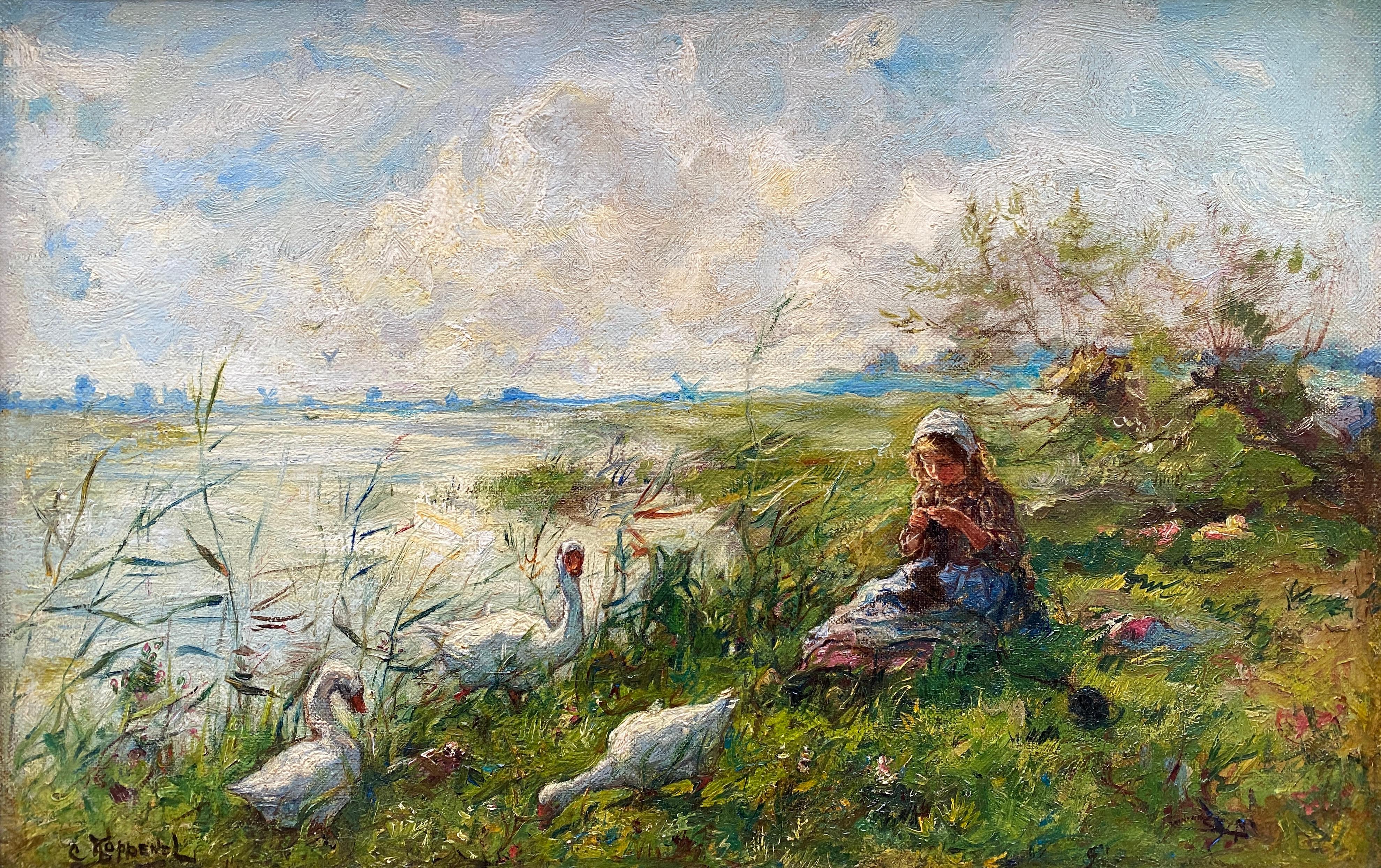 Un jour d'été, Cornelis Koppenol, Zoetemeer 1865 - 1946 La Haye, Signé en vente 1