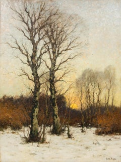 'Sunset in a Winter Forest' by Cornelis Kuijpers ( 1864 – 1932 ) Dutch Painter