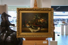 Hurdy-gurdy with Peony and Fruit - 21st Century Classic Style Dutch Still-Life