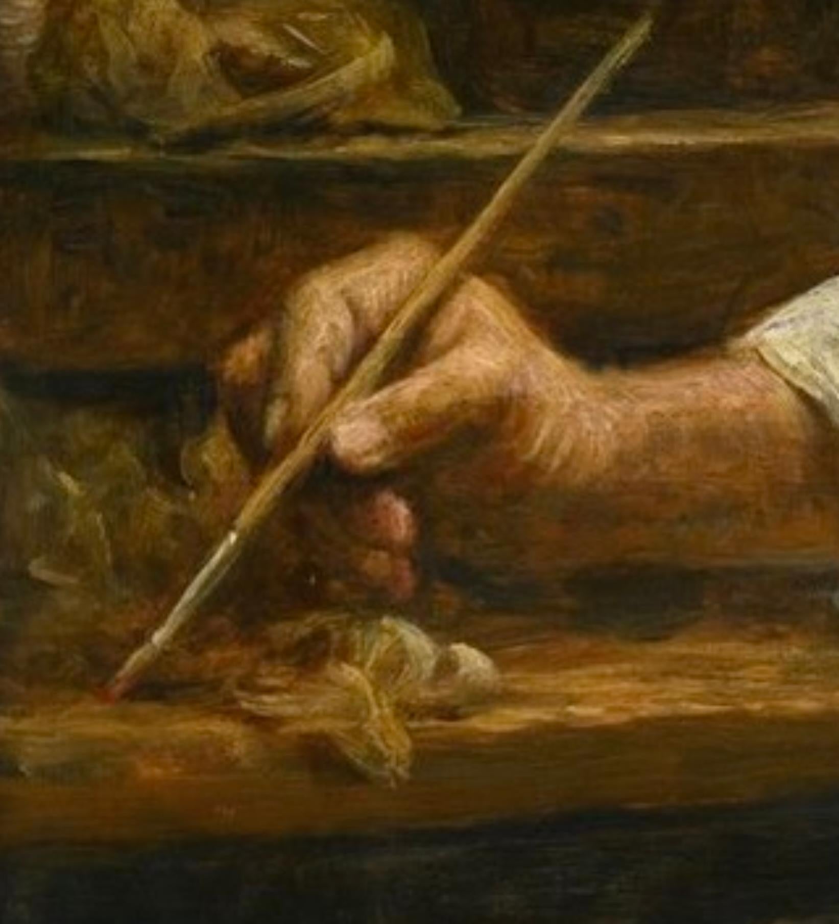 Self-Portrait au chevalet par Cornelis le Mair
115 x 105 cm (cadre inclus) sans cadre 90 x 80 cm
huile sur panneau de bois

En 2024, cet artiste remarquable atteindra l'âge de 80 ans. Il continue à peindre tous les jours, et à peindre dans son style