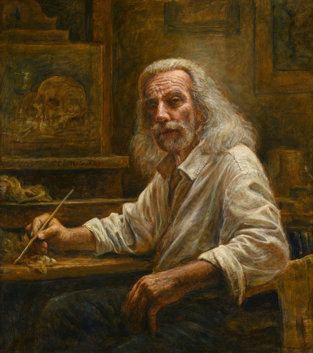 Portrait Painting Cornelis Le Mair - Self-Portrait - 21e siècle Contemporain Classique Autoportrait de l'artiste