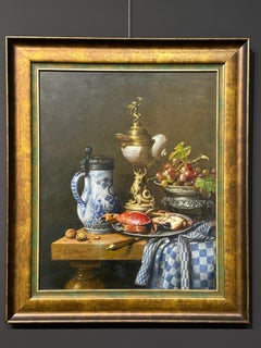 Still life with Delft Blue- 21st Century Classical Dutch Contemporary Painting