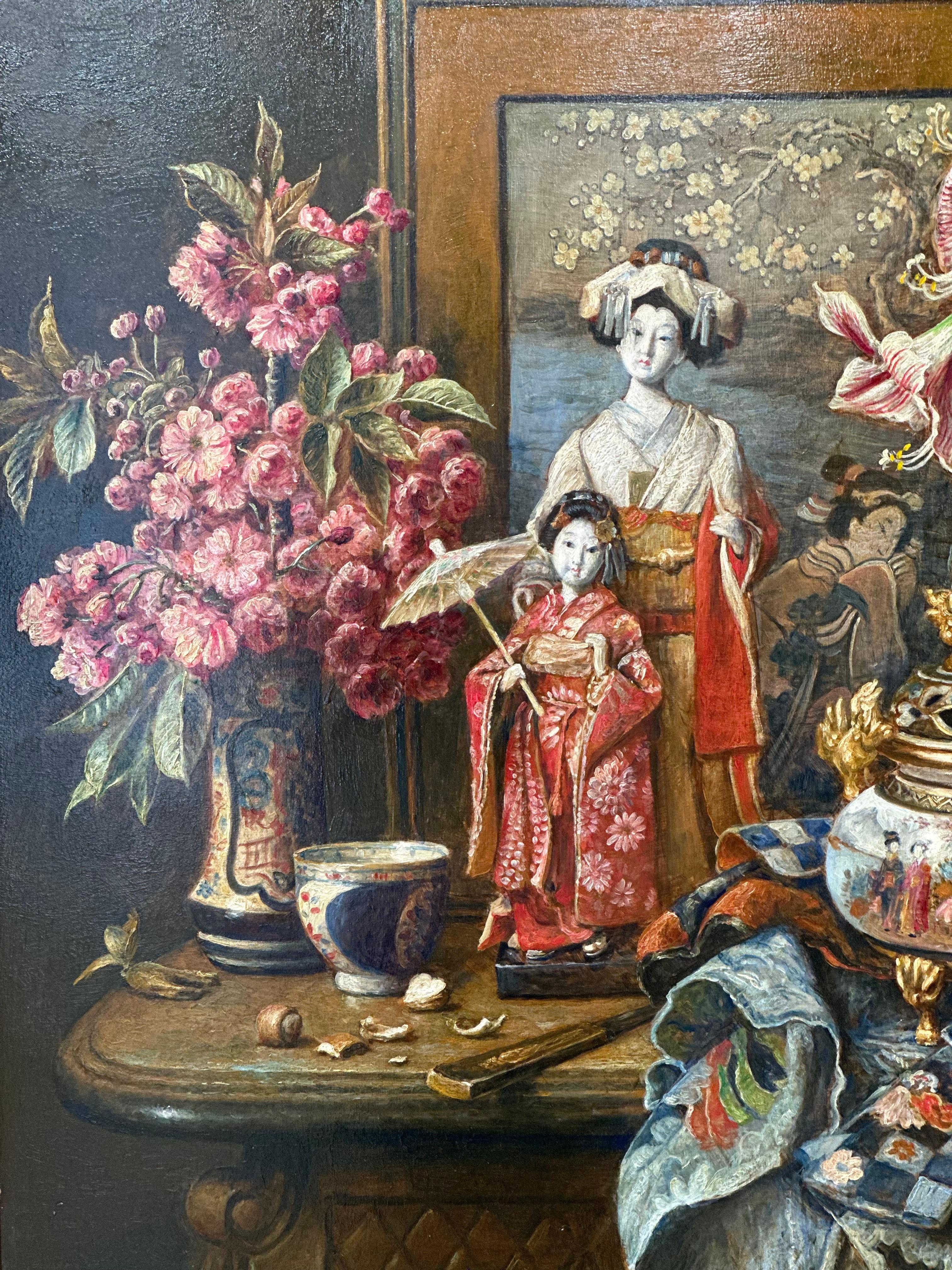 Still life with Japanese dolls- 17th.Century Style Dutch Still-life Painting 3