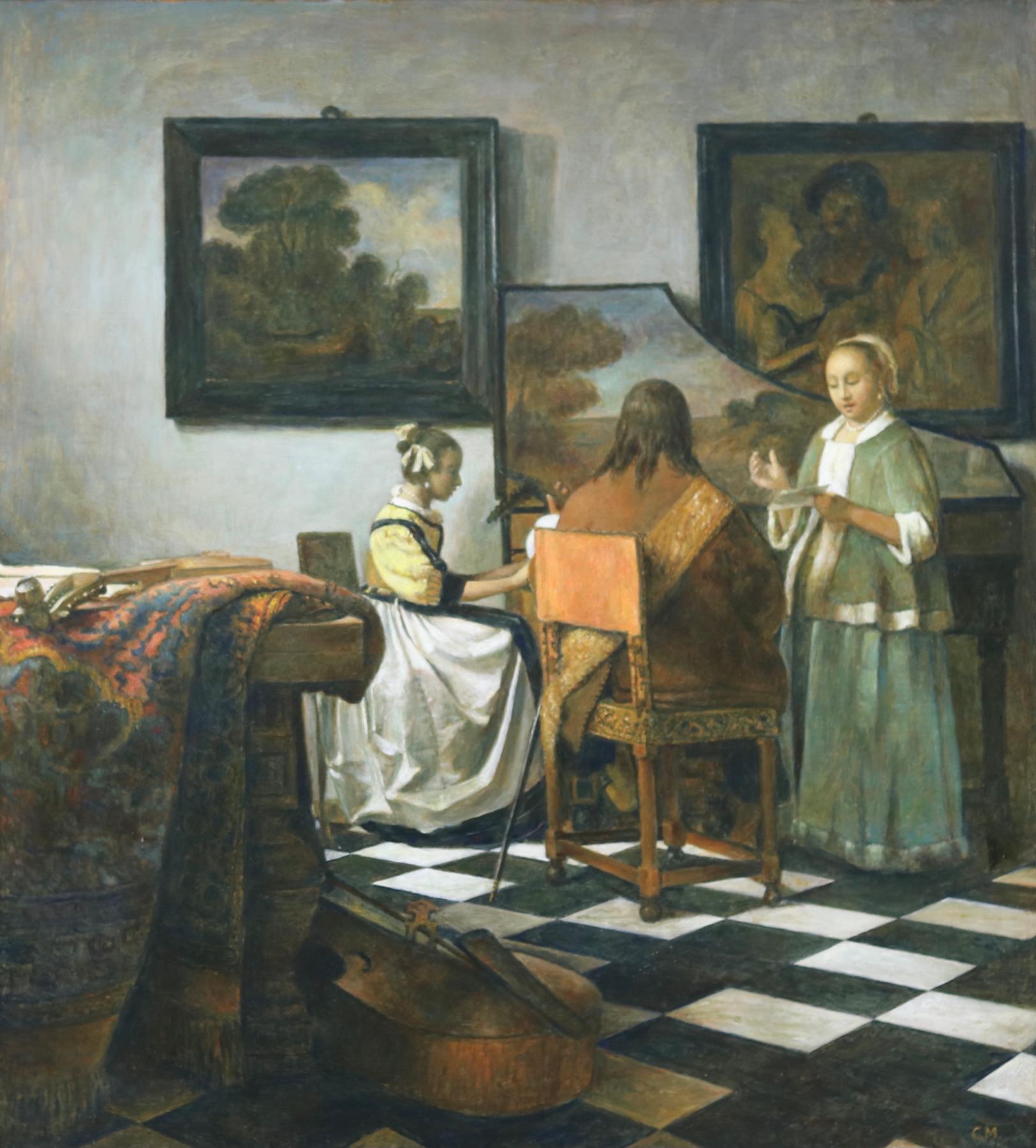 The Concert - 21st Century Classical Style Oil Painting (after Vermeer)