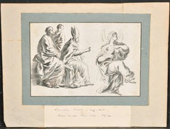 1600’s Flemish Old Master Ink Wash Drawing Biblical Figures Group on paper