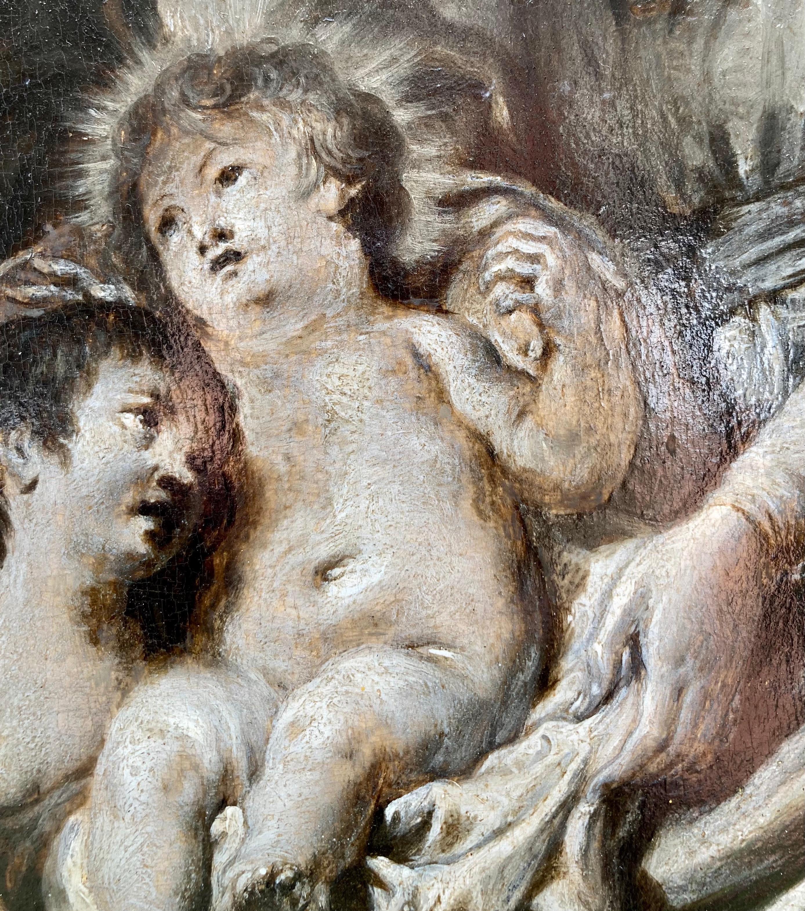 Altes Meistergemälde, flämische Barock Grisaille, Cornelis Schut, Mary mit Kind im Angebot 5