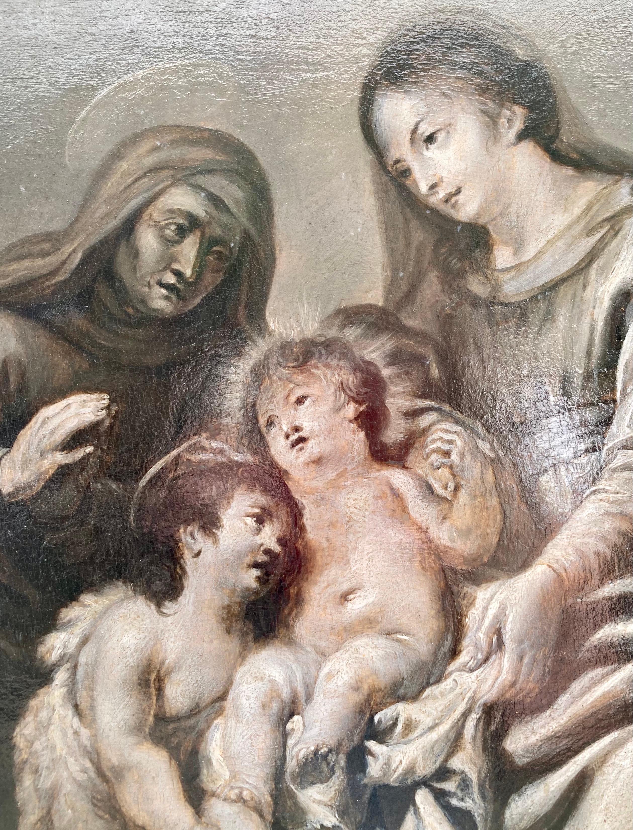 Altes Meistergemälde, flämische Barock Grisaille, Cornelis Schut, Mary mit Kind im Angebot 6