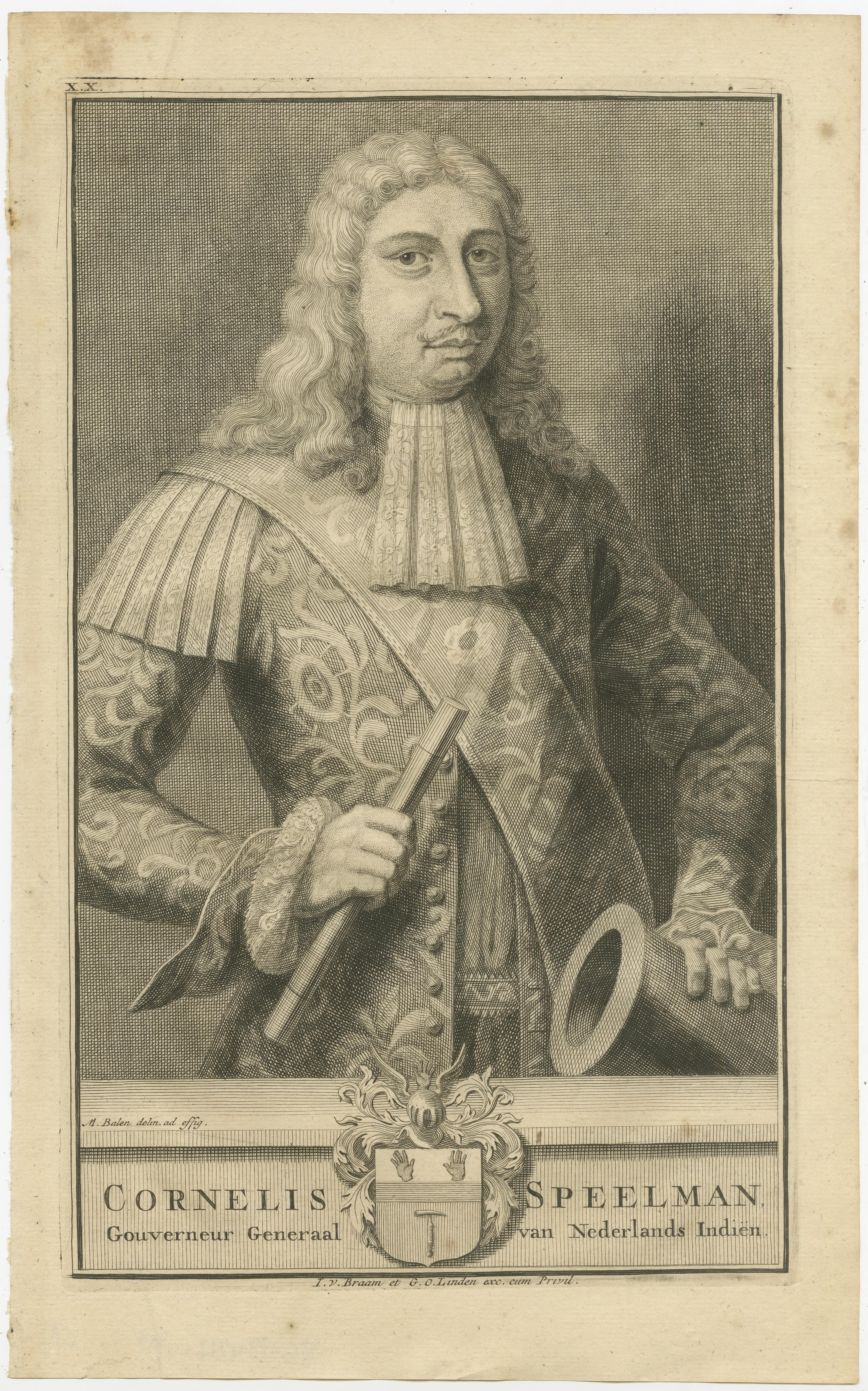 Cornelis Speelman: Kommandeur- Generaldirektor der VOC, Niederländisch-Ostindien (Frühes 18. Jahrhundert) im Angebot
