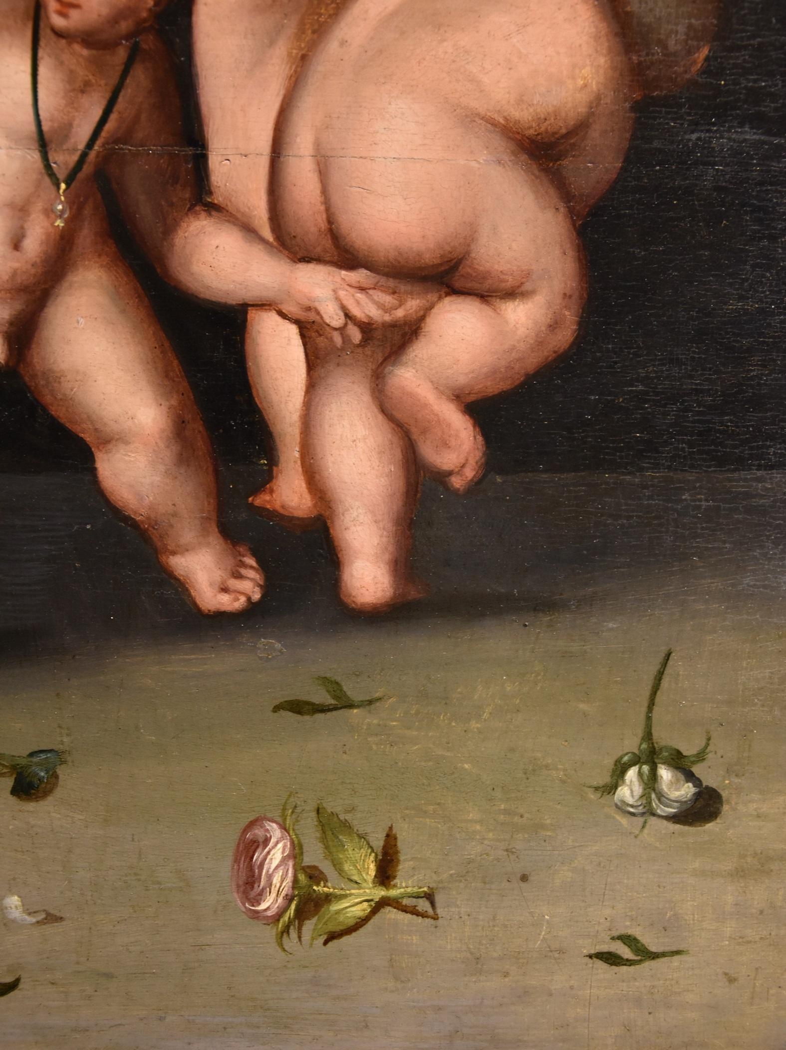 Dance Putti Van Cleve Paint Oil on table 16th Century Flemish Old master Belgium 15